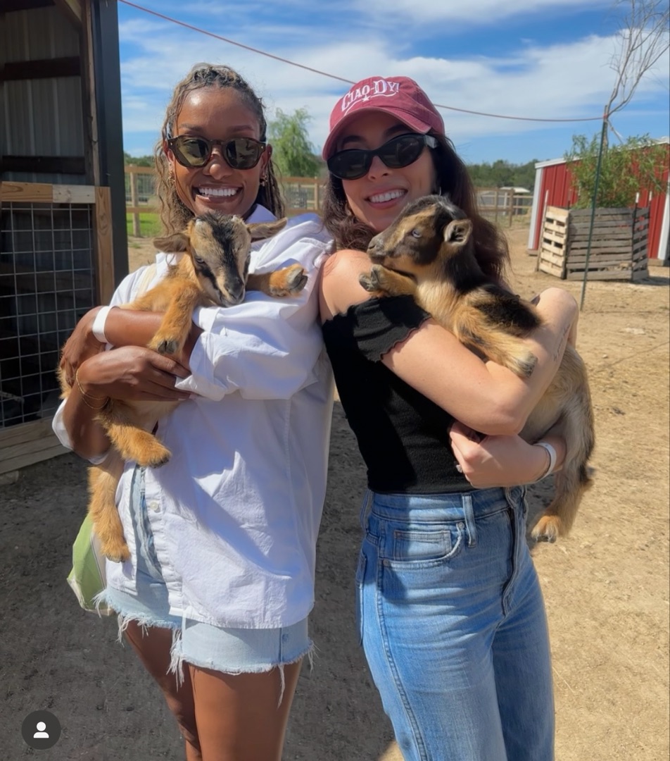Janelle with baby goats